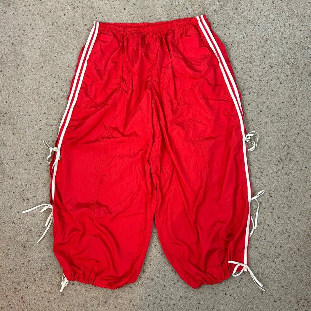 Anthropologie Red Track Pants with White Stripes